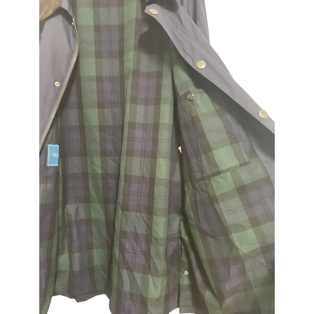 Biltmore Mens Blue Waxed Cotton Jacket Plaid Lined Size XL